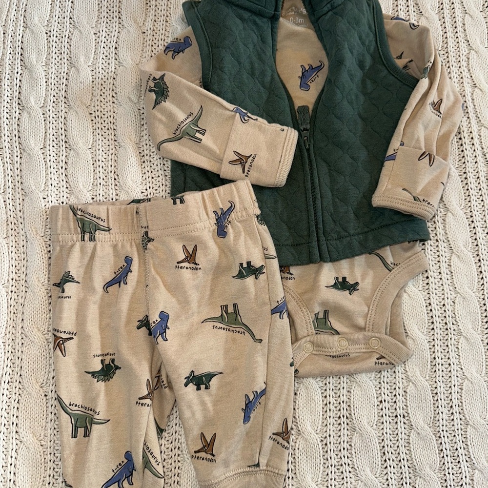 Carter's Green Quilted Baby Vest Set